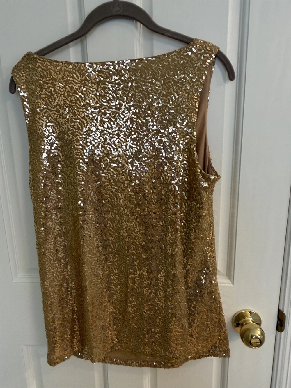 MICHAEL Michael Kors Gold Sequin Cowl Neck Sleeveless Top